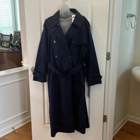 LAUREN RALPH LAUREN Women's Belted Maxi Trench Coat Dark Navy Blue Size 16 - Picture 4 of 13